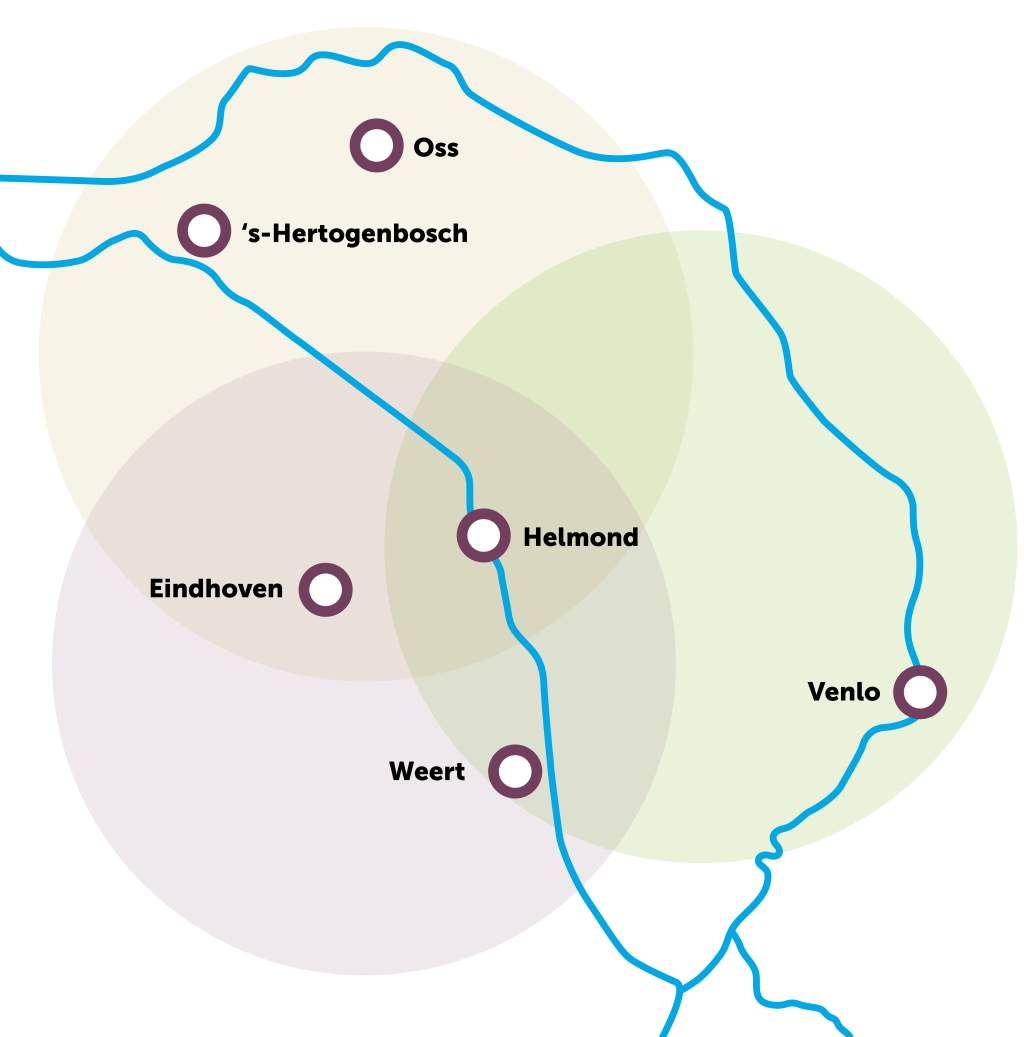 Kaart Zuidoost Brabant Noord Limburg